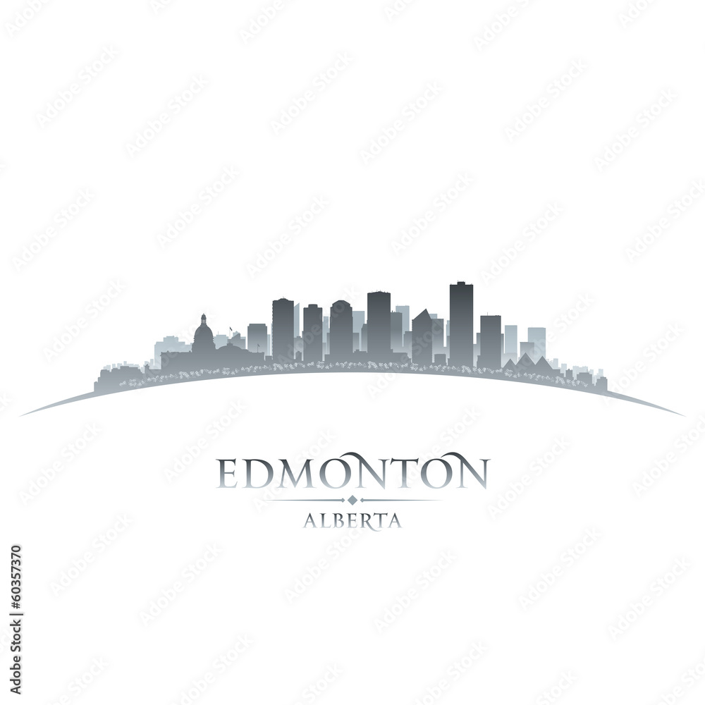 Edmonton Alberta Canada city skyline silhouette white background