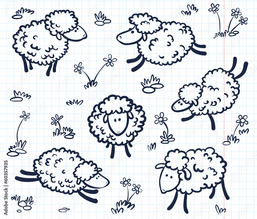 Naklejka premium seamless with sheeps