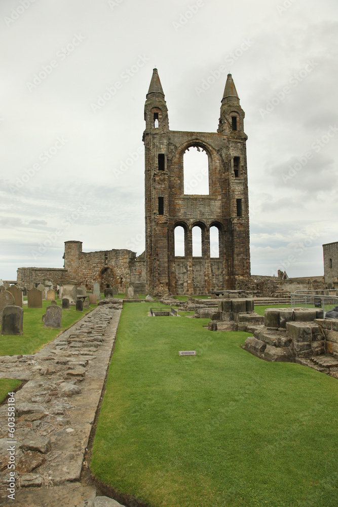 Ruin of St Andrews Cathedral in St Andrews Scotland