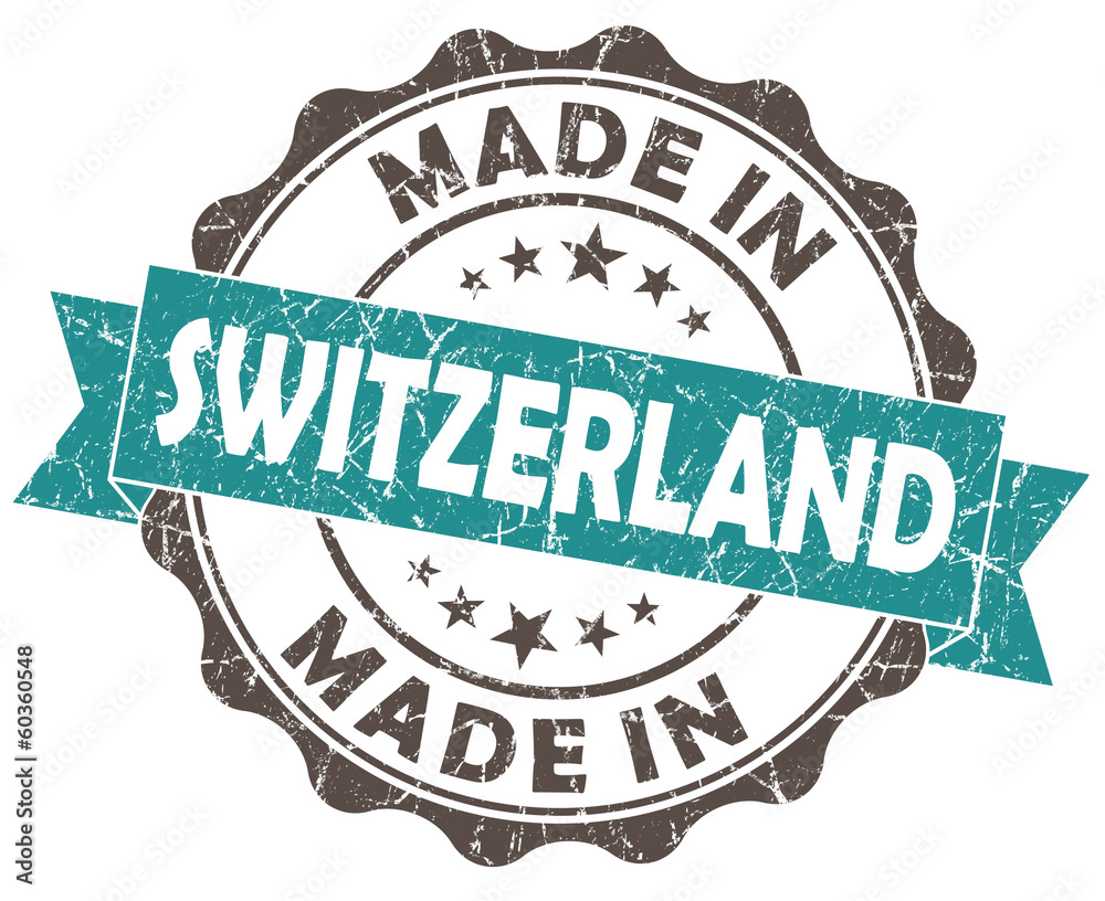Obraz premium made in switzerland turquoise grunge damaged seal on white