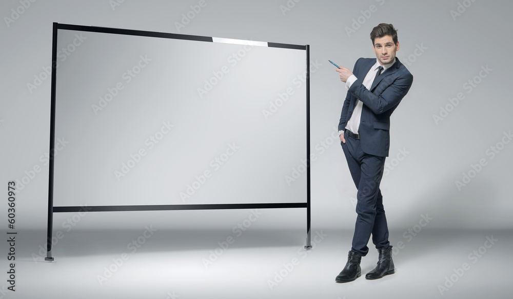 Attractive man explain new strategy Attractive man explain new strategy