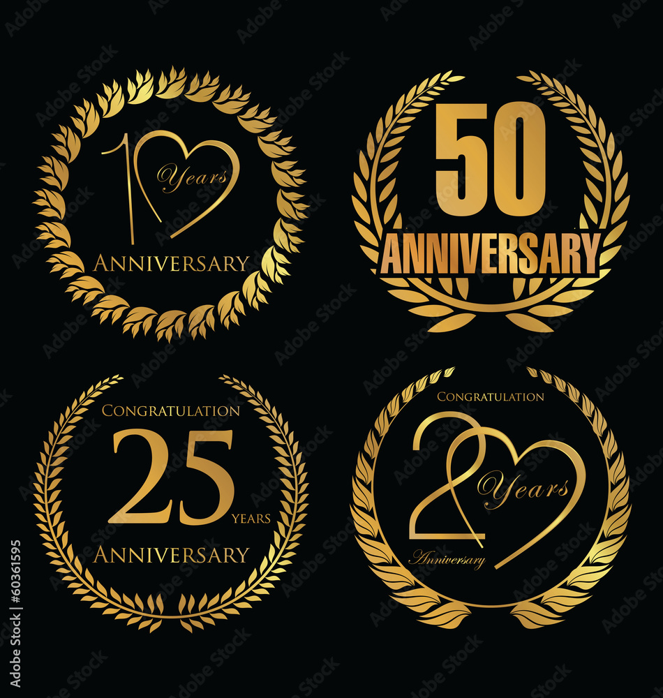 Anniversary labels in retro style