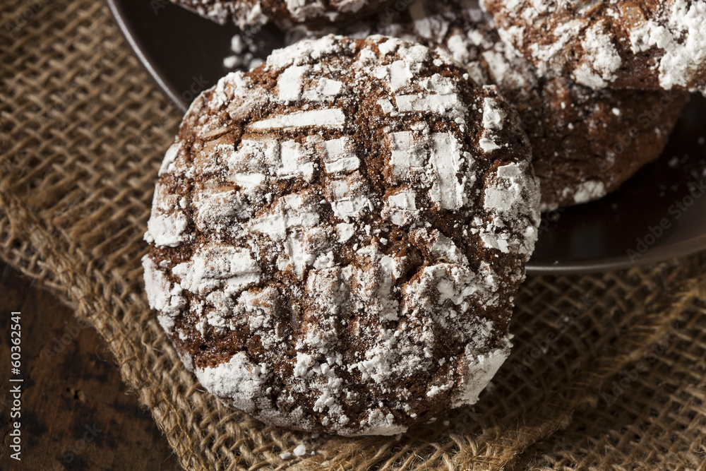 Chocolate Crinkle Cookies with Powdered Sugar