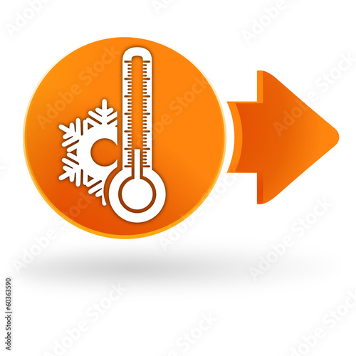 thermomètre froid sur symbole web orange