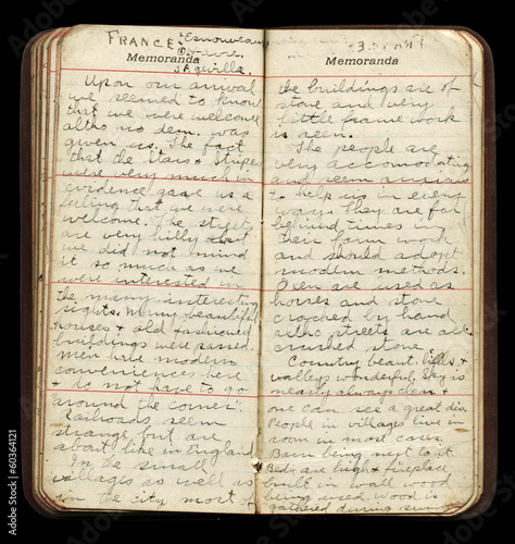 Americna WWI Soldier Diary Pages photo