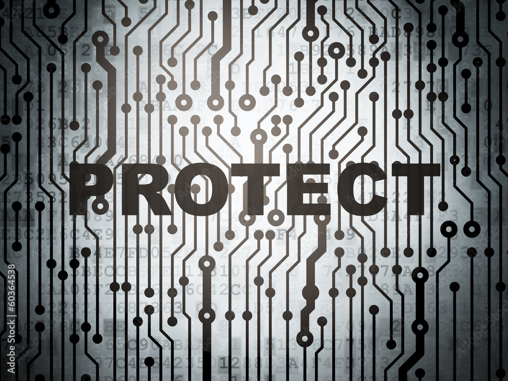 Protection concept: circuit board with Protect Protection concept: circuit board with Protect
