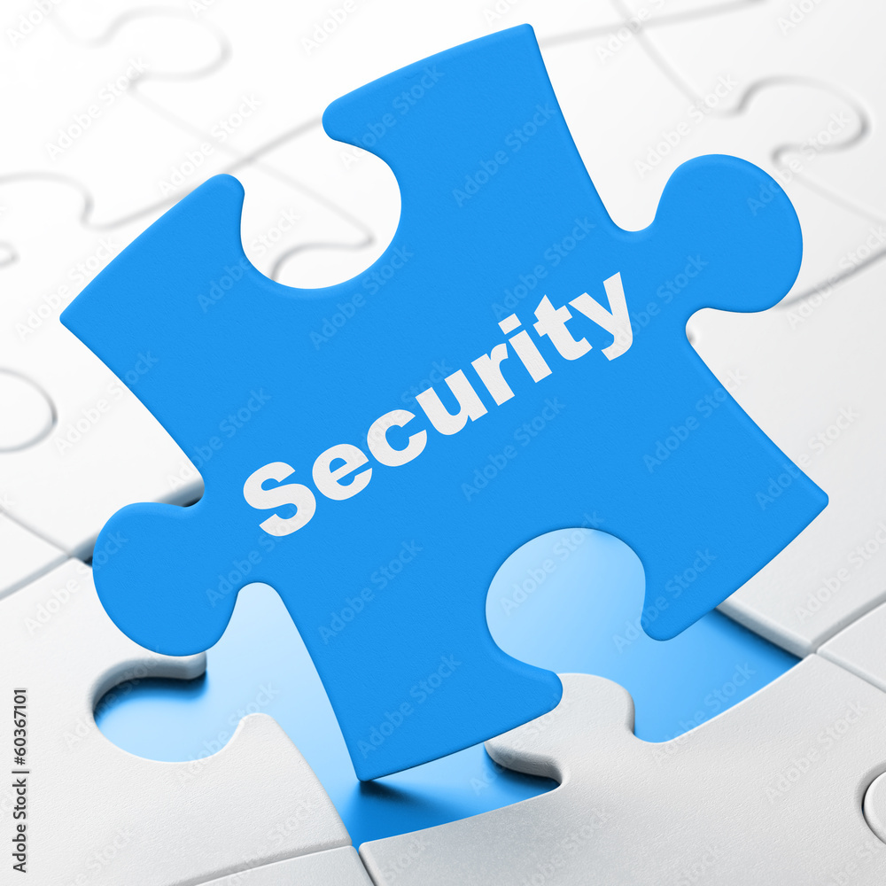 Safety concept: Security on puzzle background Safety concept: Security on puzzle background