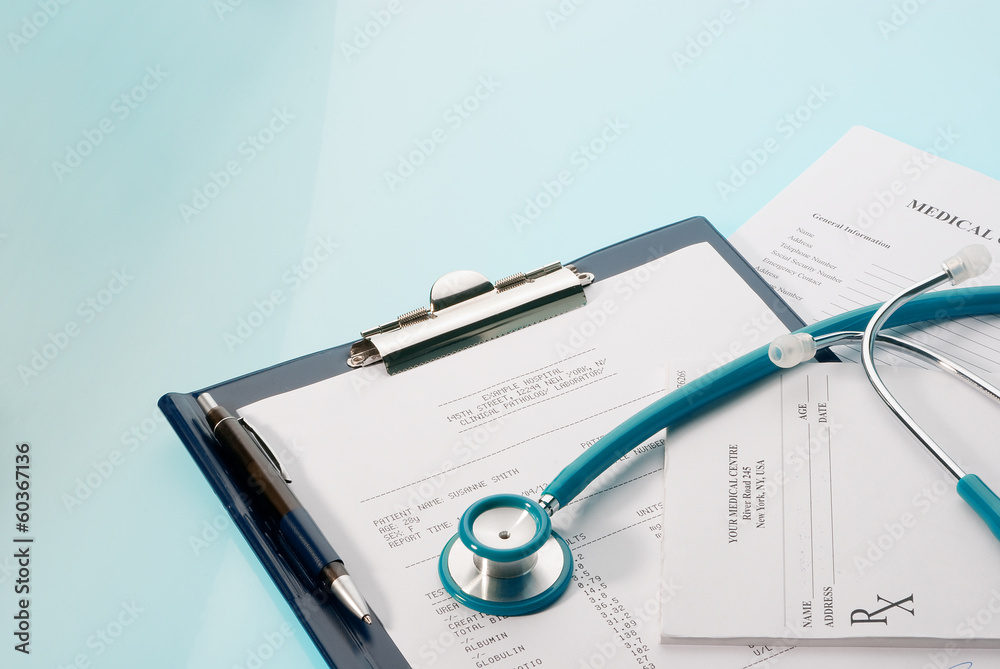 Medical questionnaire, prescription and blood test Medical questionnaire, prescription and blood test