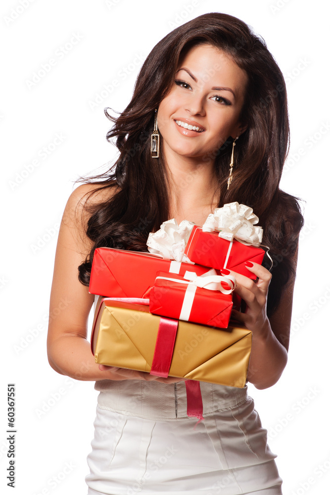 Young happy woman with a gift Young happy woman with a gift