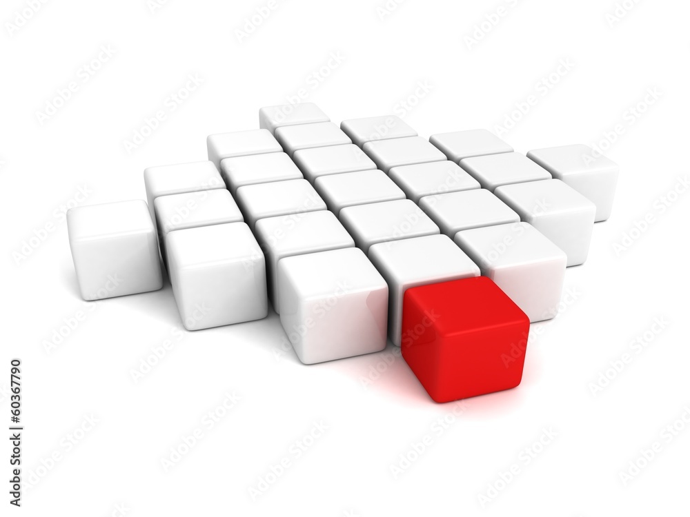 different leader red cube out from white crowd different leader red cube out from white crowd