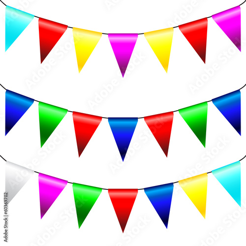 Multi Colored Triangular Flags . Vector