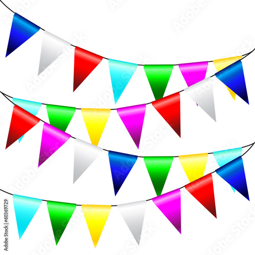 Multi Colored Triangular Flags . Vector