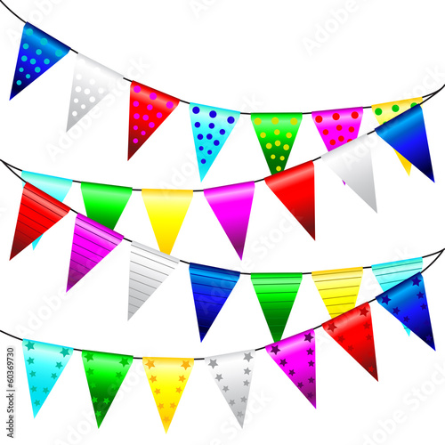 Multi Colored Triangular Flags . Vector
