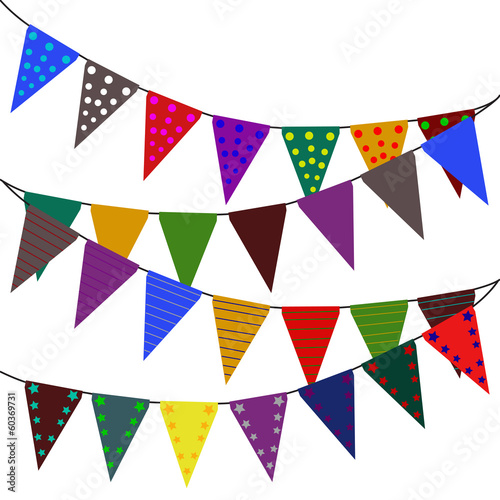 Multi Colored Triangular Flags . Vector