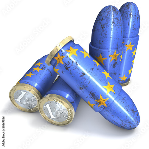 Patronen mit Euromünzen Endstück und EU Logo Mantel photo