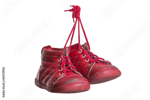 old red used baby shoes © pterwort