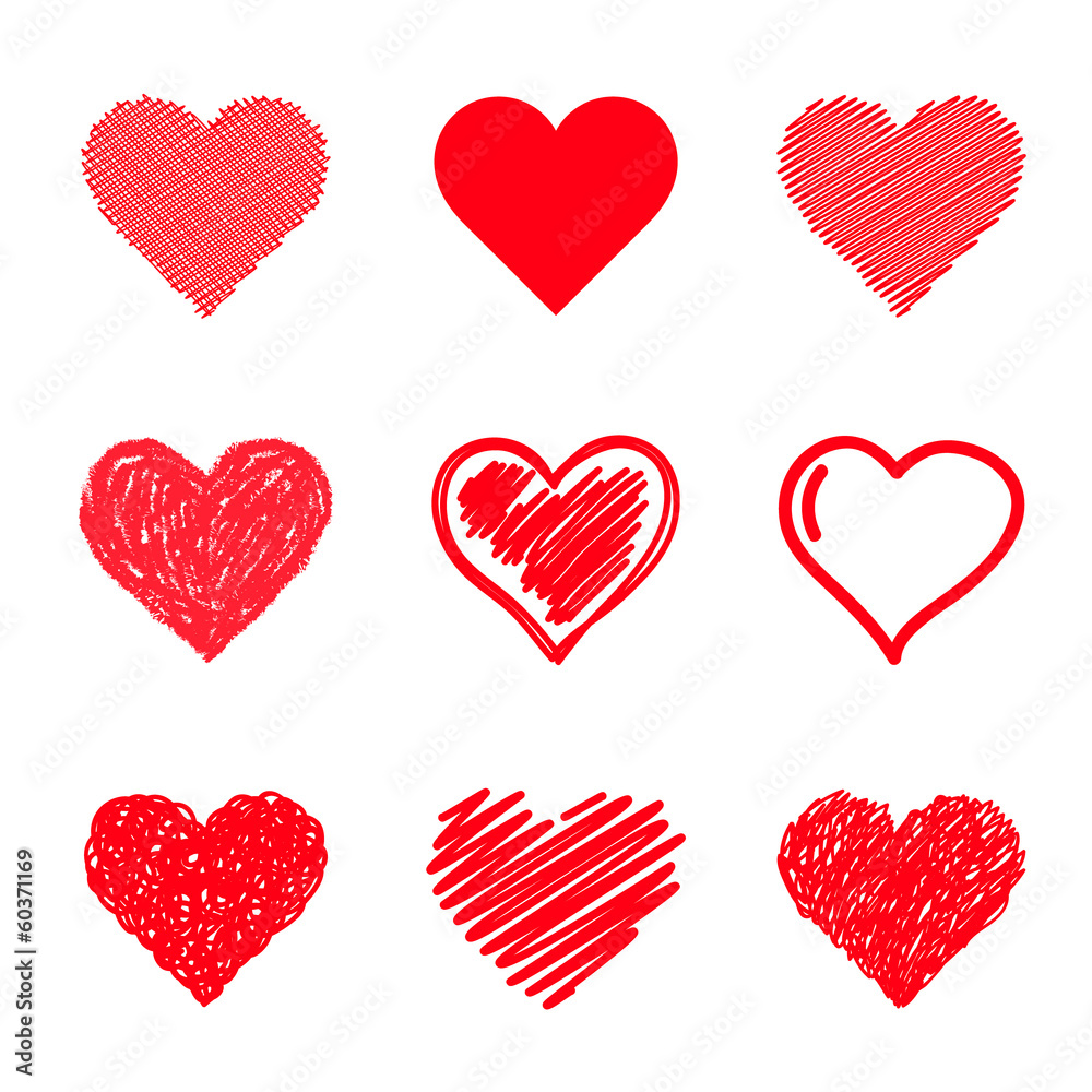 Vector hearts set. Hand drawn. Vector hearts set. Hand drawn.