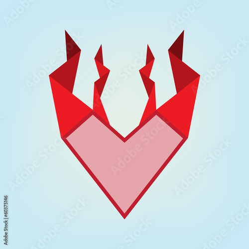 origami paper folded heart symbol design