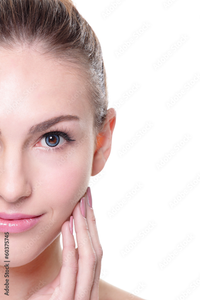 Naklejka premium woman with beauty face and perfect skin