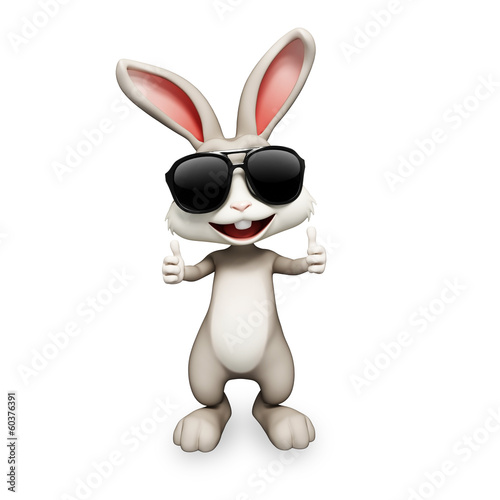 happy smiling bunny with thumbs up