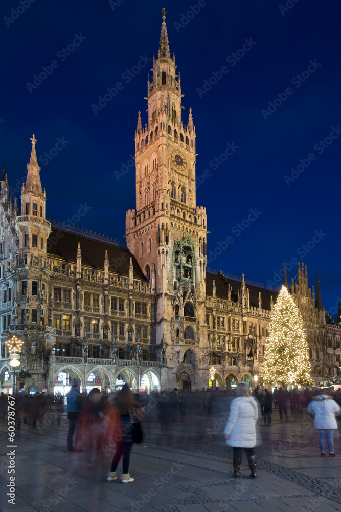 The New Town Hall of Munich by night