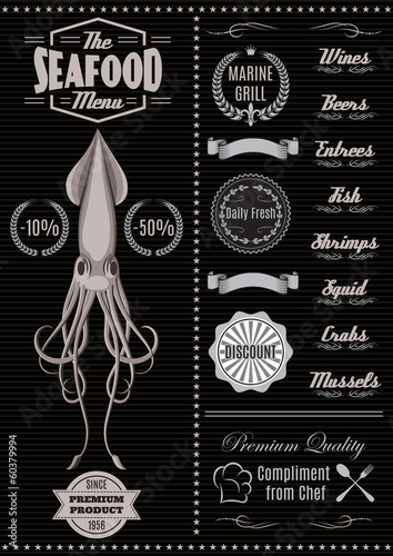 menu template with mussels