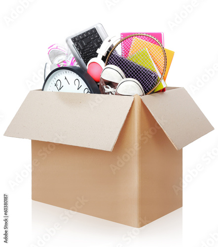 Cardboard box. moving day concept