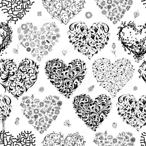 Seamless pattern with valentine hearts for your design