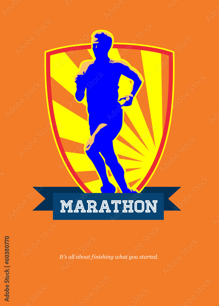 Marathon Runner Starting Run Retro Poster Marathon Runner Starting Run Retro Poster
