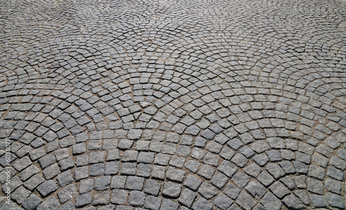 Cobblestone pavement.