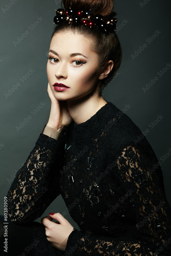 Photo of beautiful woman with magnificent hair. Perfect makeup Photo of beautiful woman with magnificent hair. Perfect makeup
