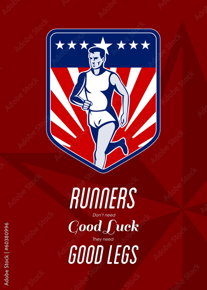 Fototapeta premium American Marathon Runner Good Legs Poster