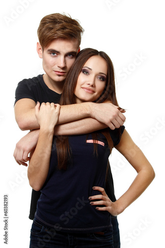 Young couple, beautiful young man and woman closeup