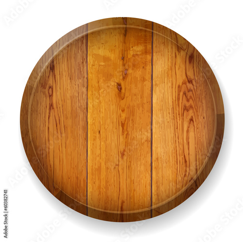 Realistic wooden round board.