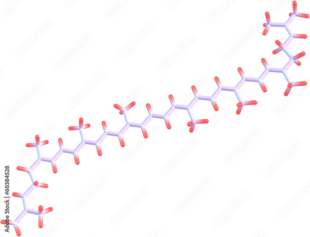 Molecular structure of lycopene on white background Molecular structure of lycopene on white background
