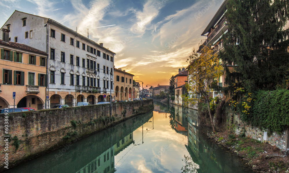 Padova, sunset by canal