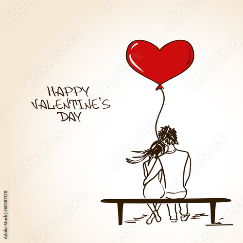 Love greeting card with embracing couple