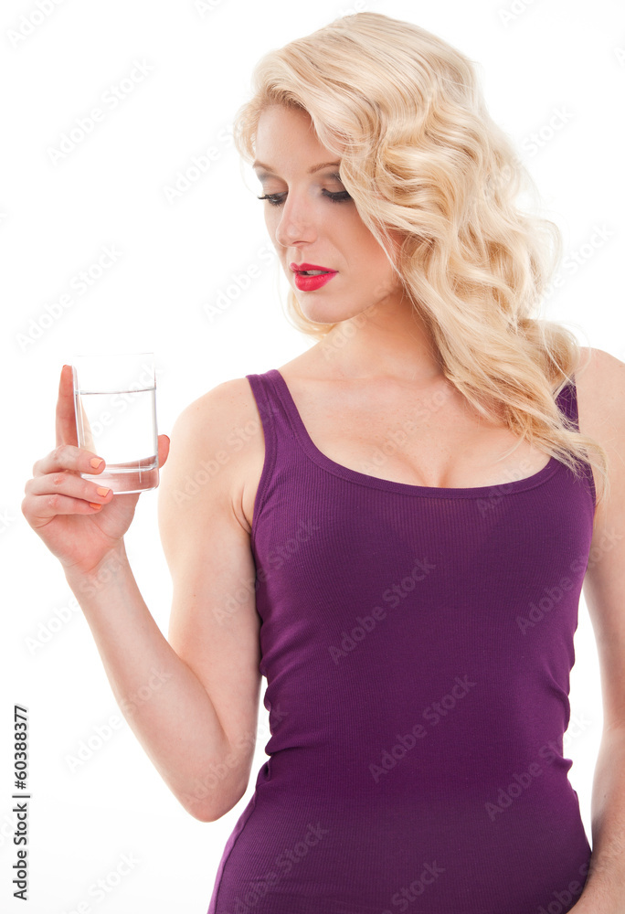 Girl looking at glass of water Girl looking at glass of water