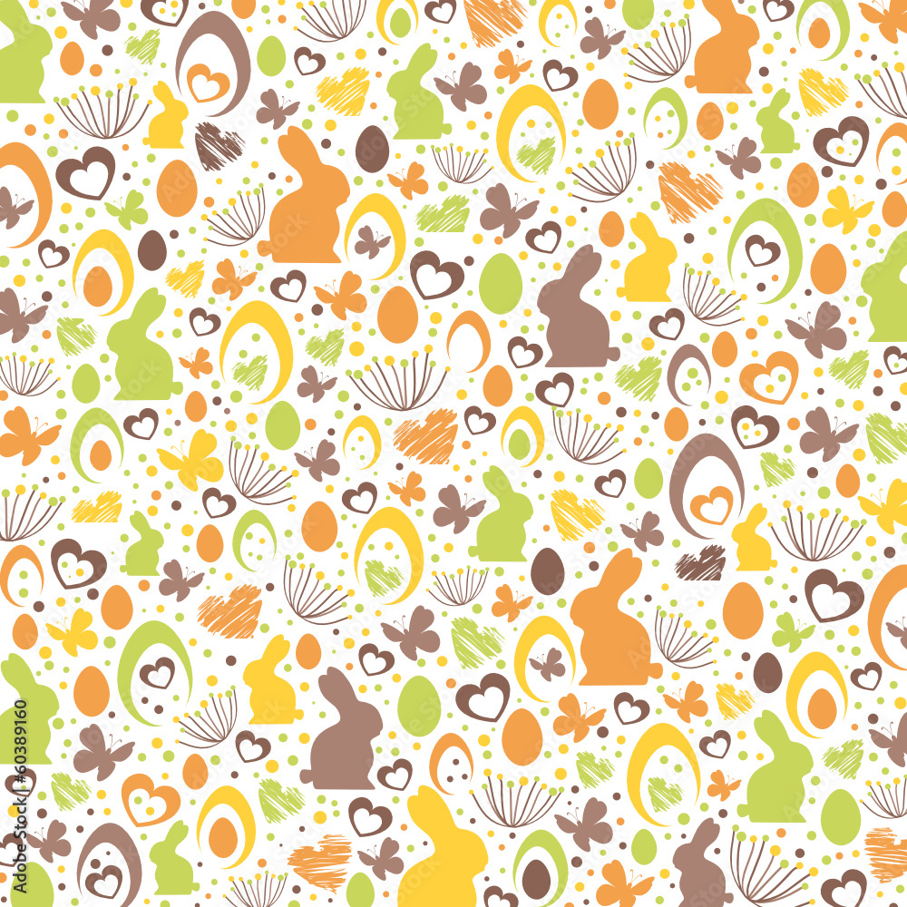 Fototapeta premium Oster-Hintergrund aus verschiedenen Symbolen