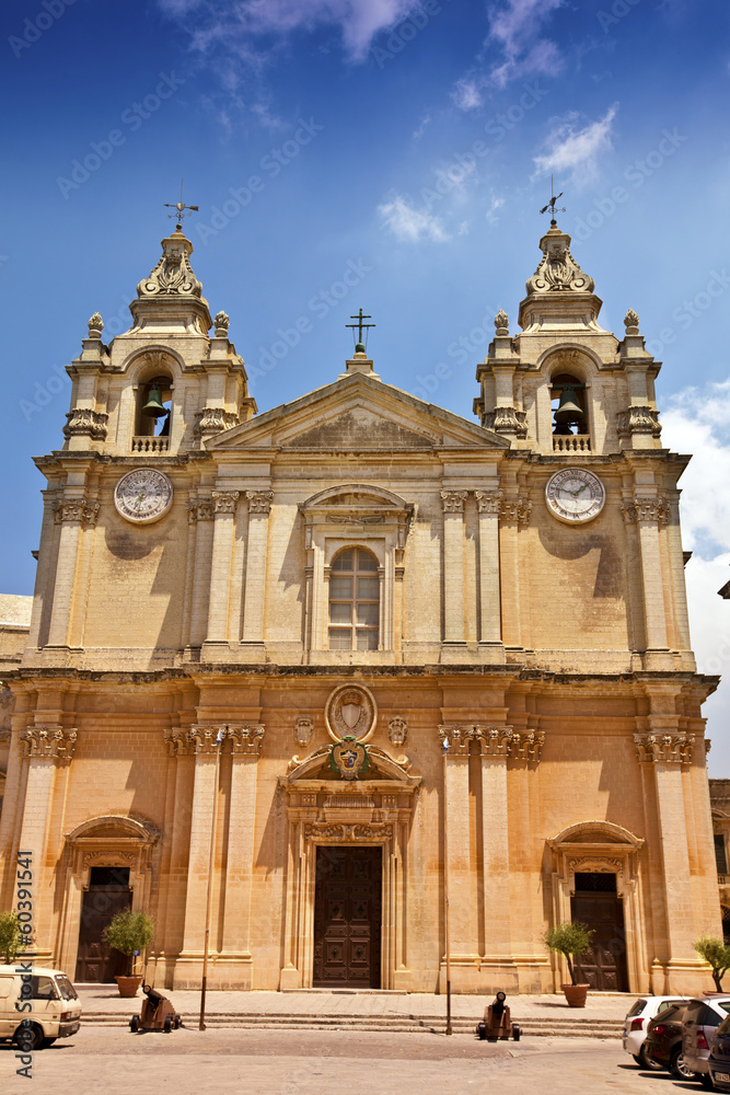 St. Pauls Cathedral in Mdina, Malta.