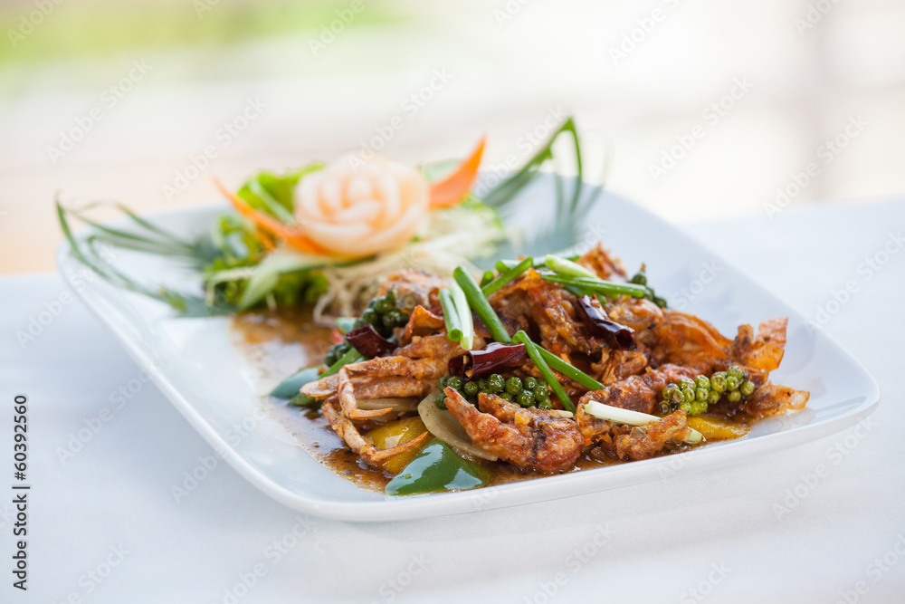 Stir fried crab with black pepper