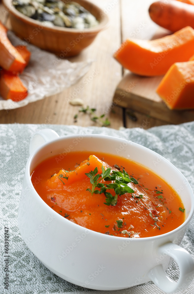 Homemade pumpkin soup puree Homemade pumpkin soup puree