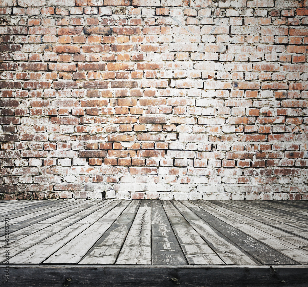 Naklejka premium old room with brick wall