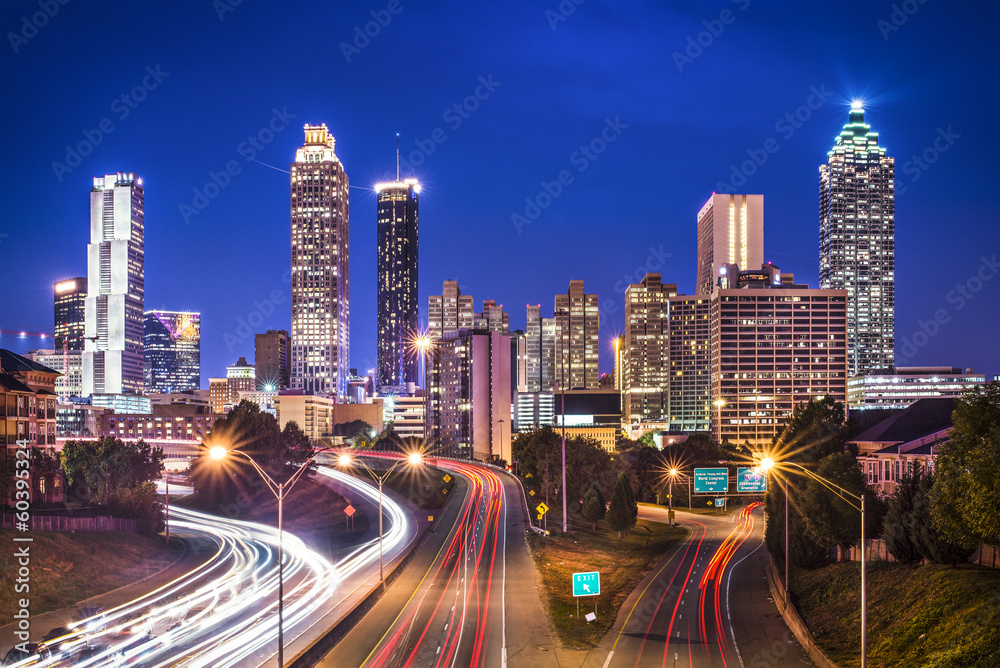 Atlanta, Georgia Skyline above Freedom Parkway