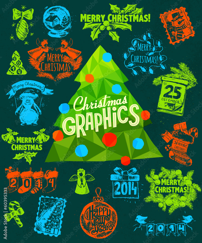 Christmas decoration elements. Vector