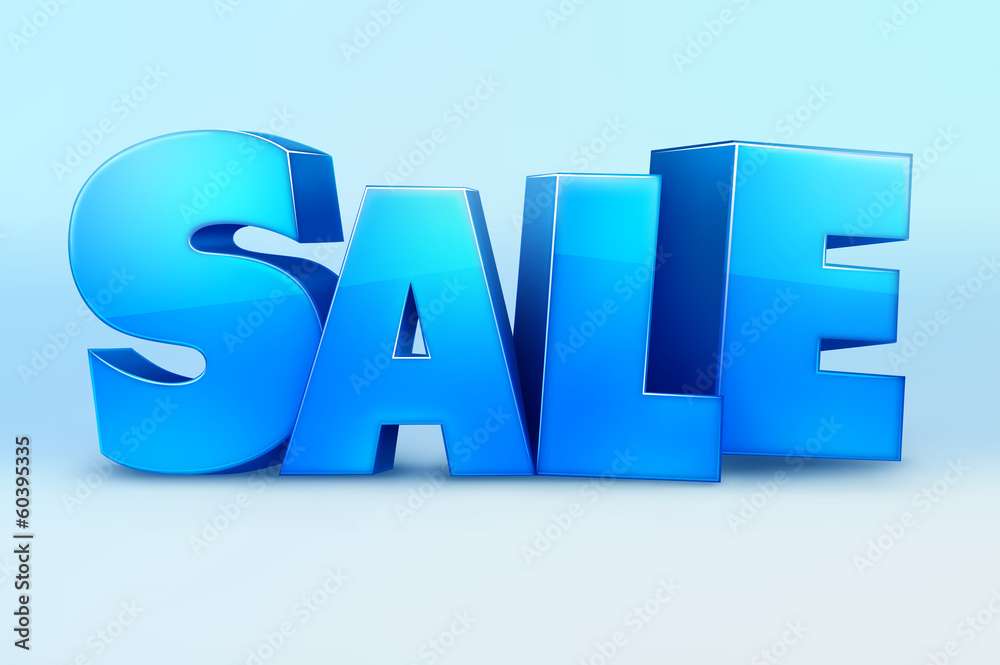 3d blue text SALE