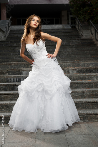 beautiful young woman in wedding dress