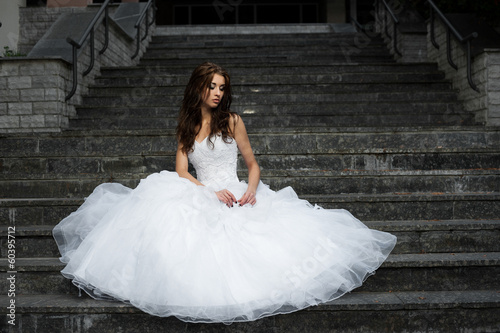 beautiful young woman in wedding dress