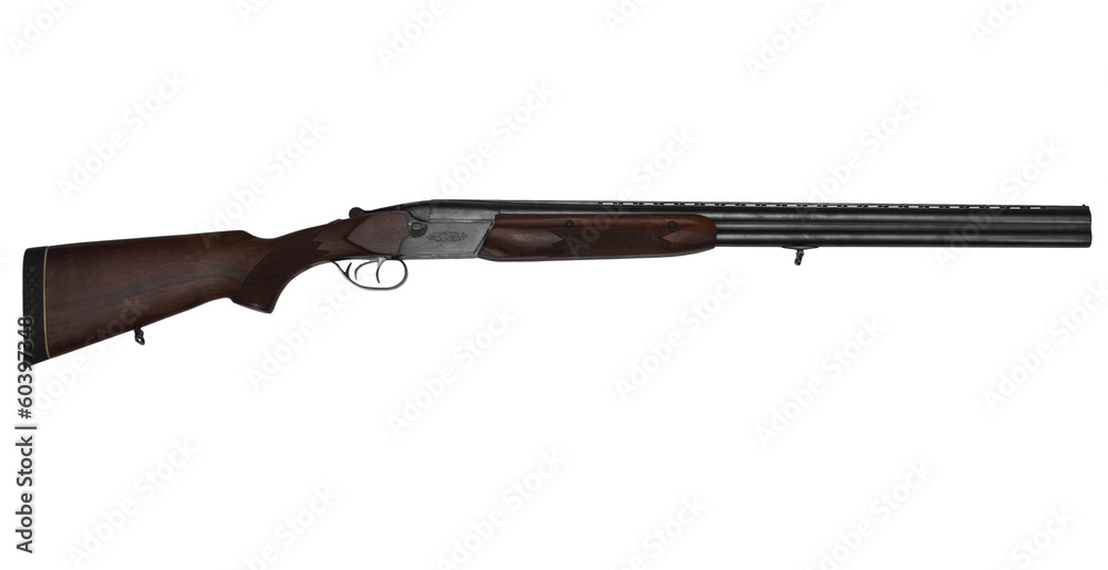 Double-barrelled hunting gun isolated on white Double-barrelled hunting gun isolated on white