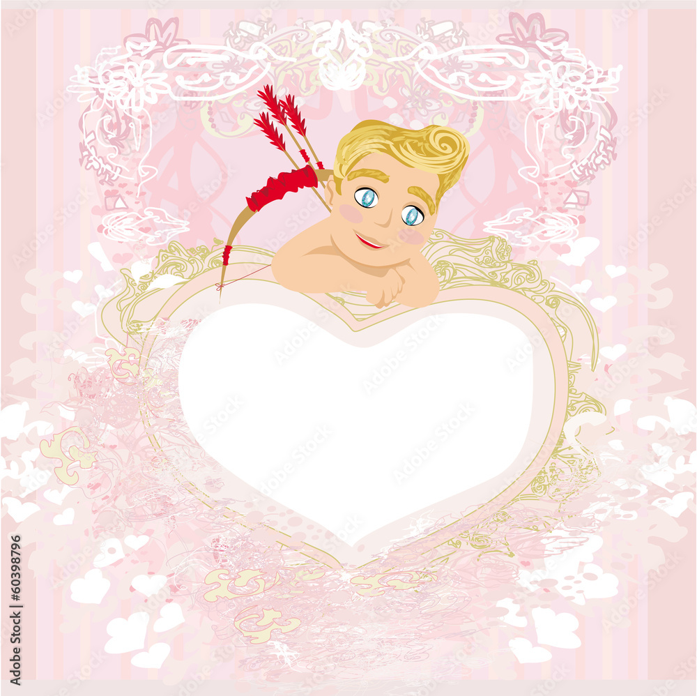 valentines frame with a sweet cupid